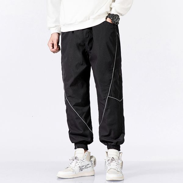 

2021 new cargo casual harajuku hip hop reflective streetwear pants harem men's sweatpants o057, Black