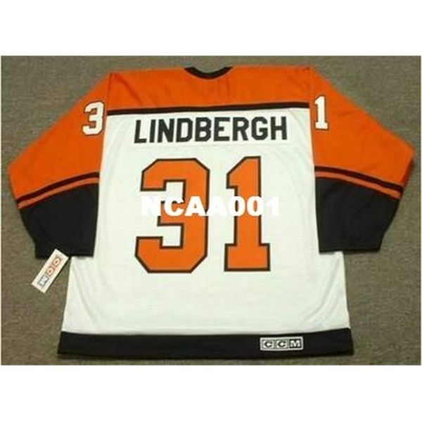 

668s #31 pelle lindbergh philadelphia flyers 1985 ccm vintage home hockey jersey or custom any name or number retro jersey, Black