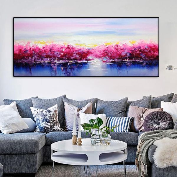 

paintings gatyztory 60x120cm red trees diy painting by numbers large size abstract modern wall art picture calligraphy for home