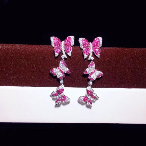 

dangle & chandelier fashion charm butterfly drop earrings inlay small zircon luxury vintage jewelry for women wedding party trend unusual, Silver