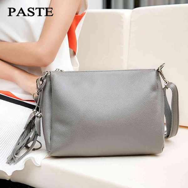 

head leather tassel bag new style women's single shoulder messenger bag leather women's soft multi compartment fashion girl