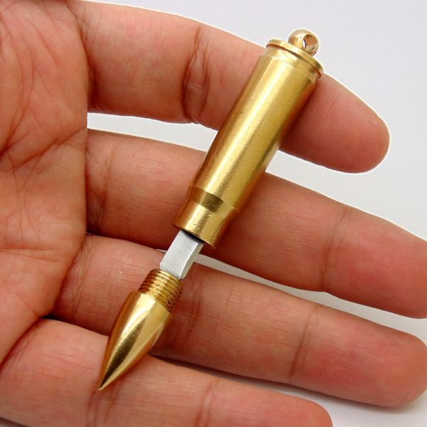 

wolf bullet hook knife brass bullet case steel blade express unpacking and unpacking invisible mini knife for dhl