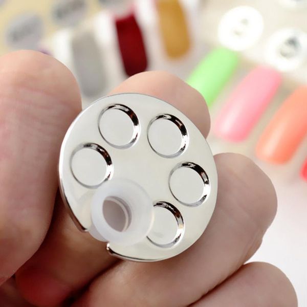 

nail art kits finger mixing palette for hand manicure ring tools cosmetic makeup metal feet round design