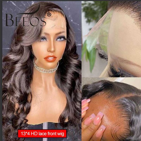 

lace wigs 13*4 hd frontal human hair natural color loose wave closure wig invisible transparent bleached knots brazilian remy, Black;brown