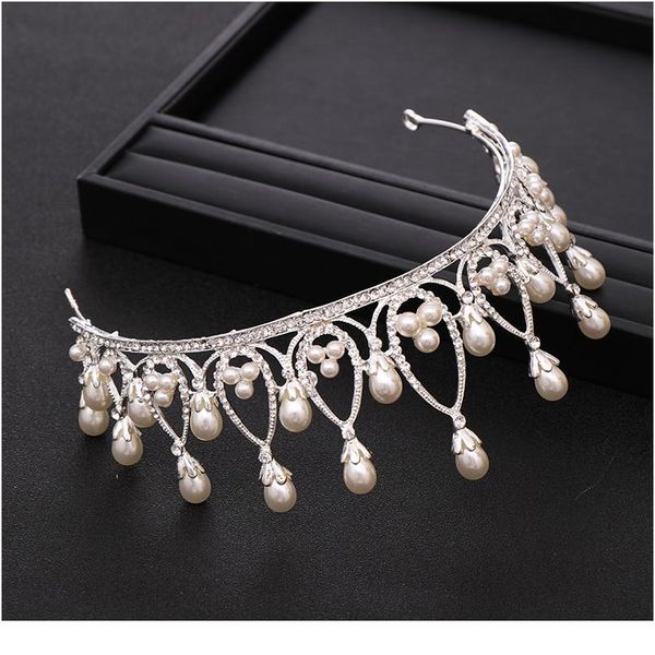 

bridal wedding crown silver color pearl crystal crown bridal hair accessories tiara princess crown wedding hair acc jllcng
