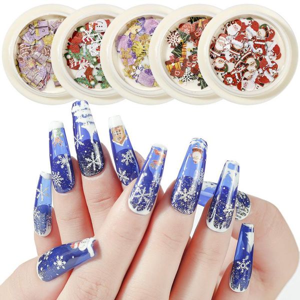 

nail art decorations christmas wood pulp sheet snowflake tree 3d three-dimensional design decoration accessories, Silver;gold