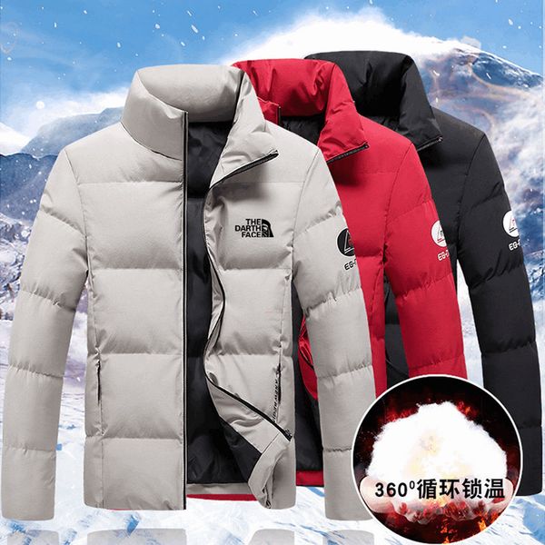 

2020 winter side cato warm leisure fat slim fit pure color parka for men, Black
