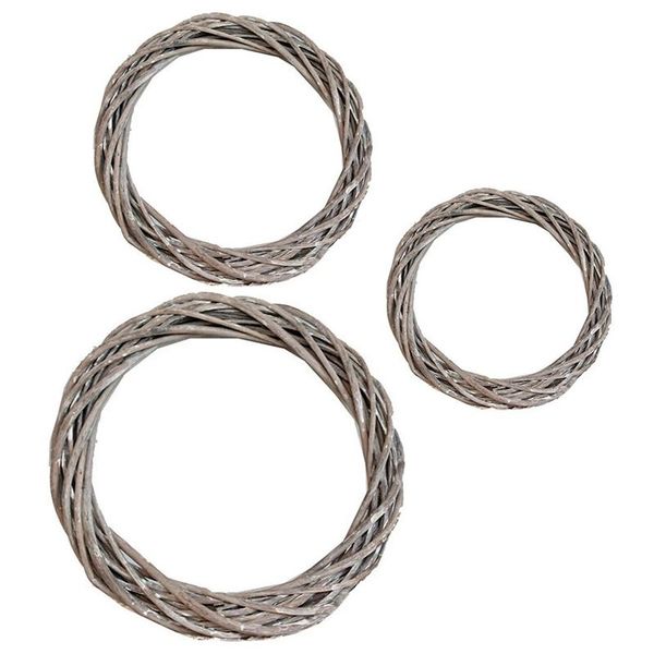 

decorative flowers & wreaths 3 pack rattan ring gray christmas wreath garland hanging wicker vine diy craft wedding home window door 20/25/3