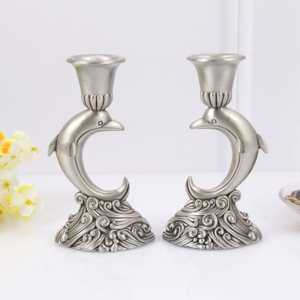 

new high-grade european style dolphin to install candlestick zinc alloy craft animal small candlestick home bar accessories
