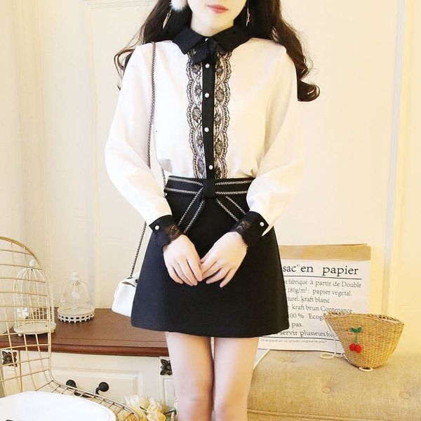

2021 new spring summer women two piece set female mini skirt and single breasted shirts suits ladies sweet korean slim sets clothes f84v43p, Black;gray