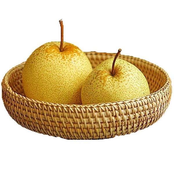 

kitchen storage & organization hand-woven box fruit basket rattan wicker woven frame holder restaurant small container natural decoration ha