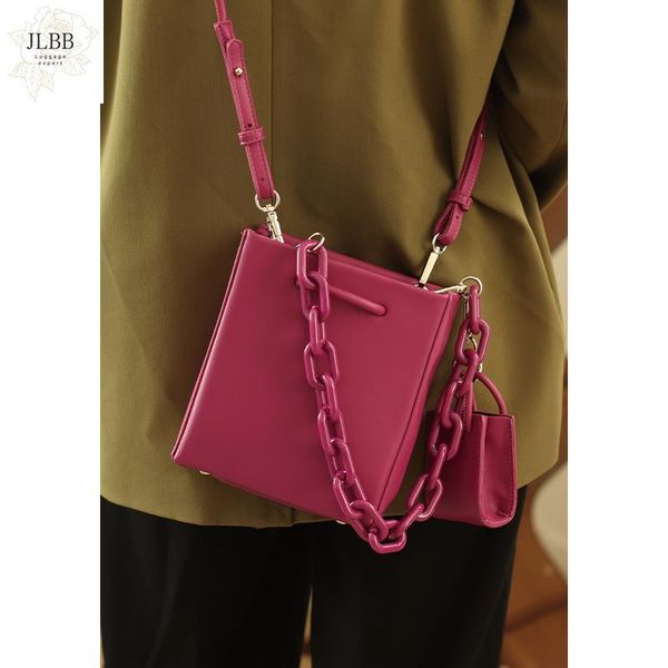 

fashion acrylic chains crossbody bag for women designer handbags luxury pu leather shoulder bag lady small purse 2 bags set 2021