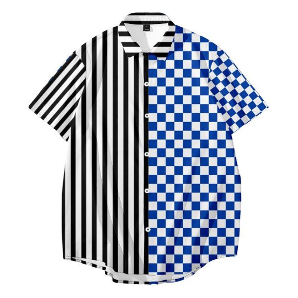 

men's t-shirts summer women men short sleeve shirt print plaid t-shirt oversize s-6xl streetwear loose holiday beach tshirt blo, White;black