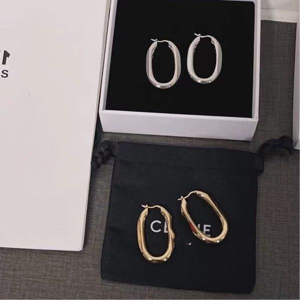 

70% off luxury jewelry ce lisa's same celli gold plated oval circle hoop french minimalist cut earrings ve3s, Golden;silver