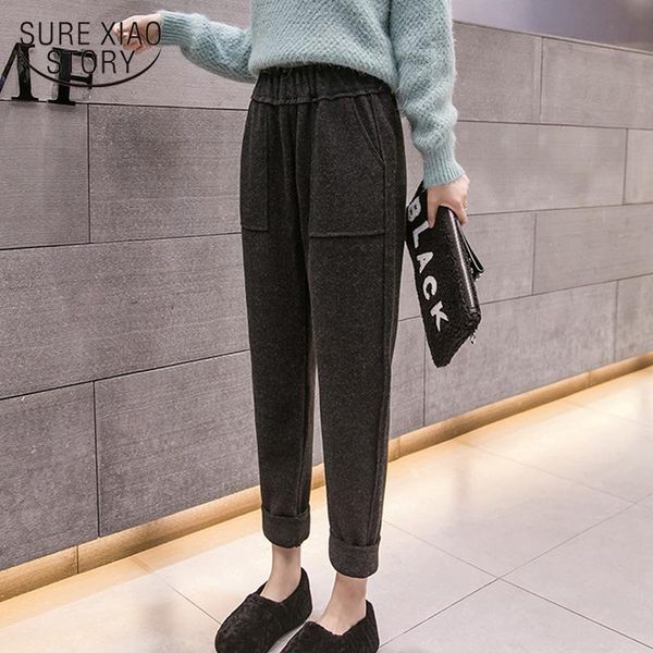 

women's pants & capris harem women autumn winter casual warm thick loose 2021 fashion ankle-length high waist trousers 7279 50, Black;white