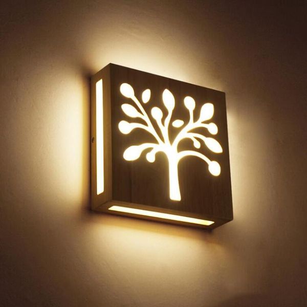 

modern creative christmas tree style led wall light nostalgic 12w wooden wall lampfor restaurant bedroom aisle bedside stair