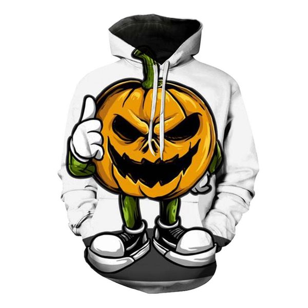 

halloween big head colorful pumpkin architectural pattern men3d printing hoodie visual impact party punk goth round neck sweater hoodie, Black