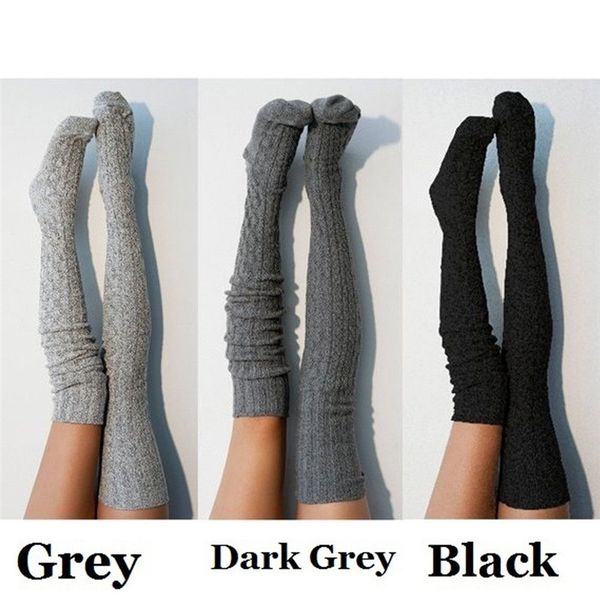

women over knee socks fashion female sexyy stockings warm long boot knit thigh-high gray khaki blue black, Red;black