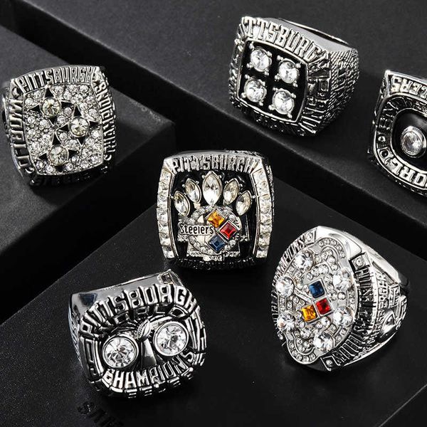 

1974 1975 1978 1979 2005 2008 6pcs as a set champion ring set,silver & gold championship ring factory