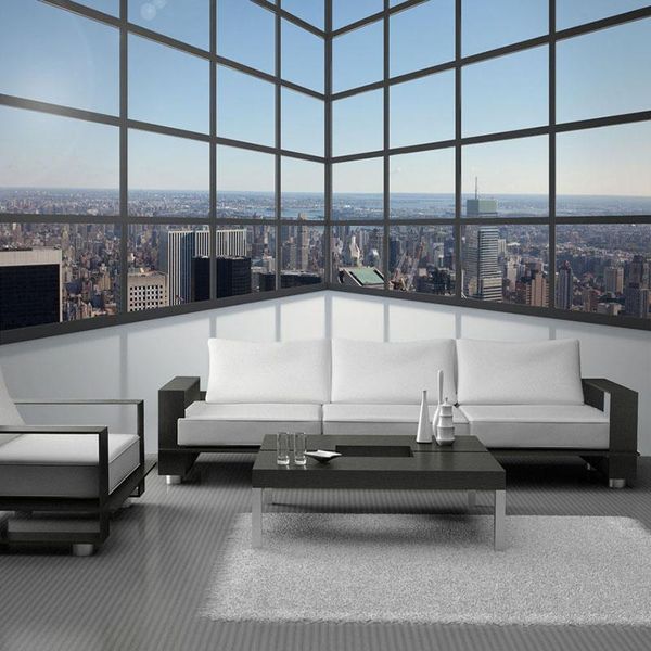 

wallpapers drop custom po wall mural wallpaper 3d stereoscopic balcony glass windows city building murals papel de parede