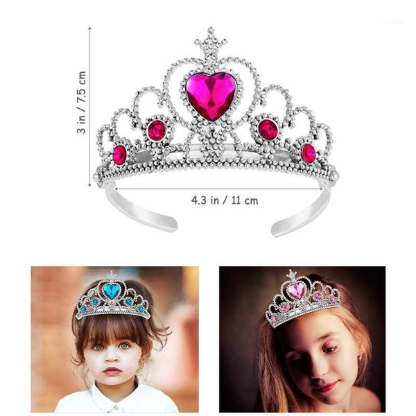 

hair accessories 2 pcs/set princess tiara children jewelry shiny crowns headwear baby girl party gift styling headband1, Slivery;white