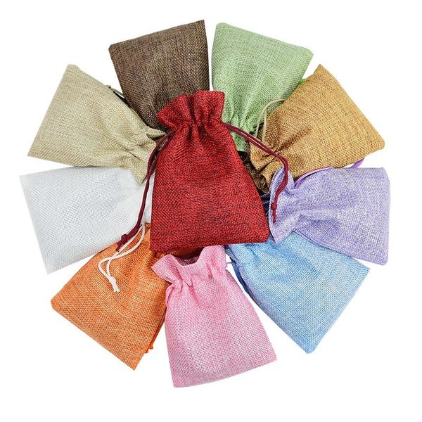 

gift wrap 5pcs multicolor jute drawstring bags burlap packing pouches jewelry packaging wedding favor candy birthday party decor