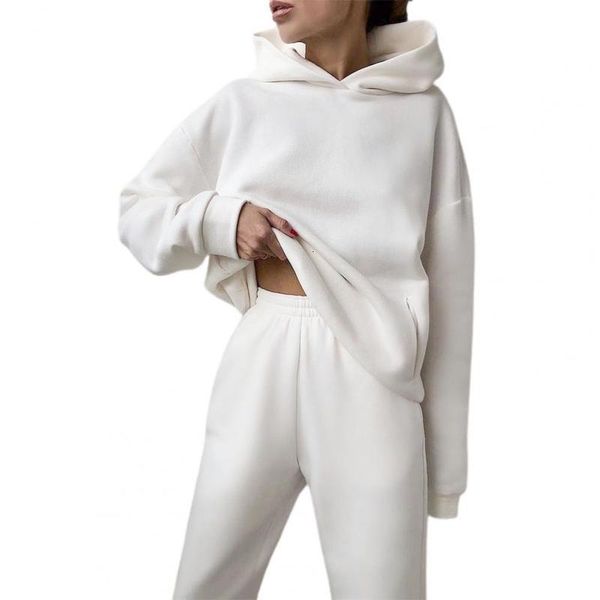 

women training suit long mouw sweatshirt warm effects colour hoodie broek outfit for herfst winter 2 delicate set sport package overview, Gray