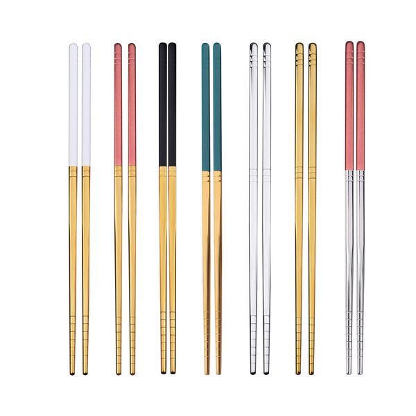

6 pairs 18/10 stainless steel dinnerware square chopsticks light weight sushi hash chinese japanese chopsticks tableware