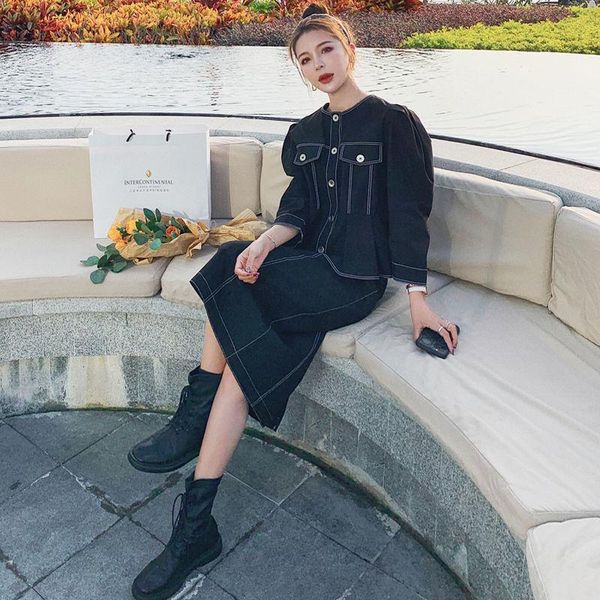 

skirts french retro chic two-piece skirt 2021 spring and autumn net red explosions black outfits