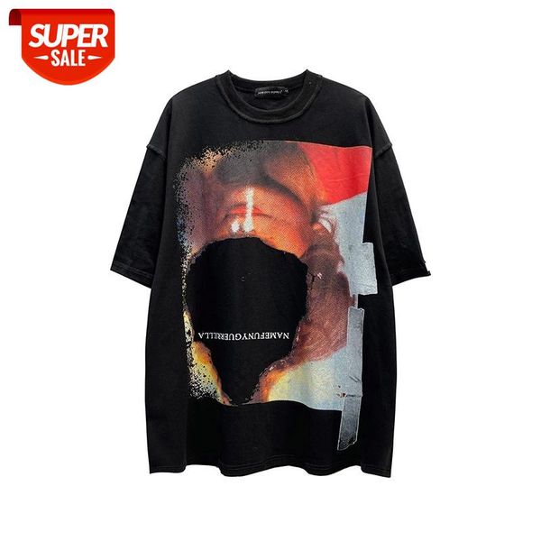 

SEVEYFAN 2021 Men's Fashion Rock Graffiti Tees Hip Hop Oversize Tees Summer Short Sleeve Cotton Tops for Male #zh9s, White;black