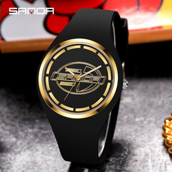 

wristwatches 2021 sanda brand casual men's watches black 50m waterproof quartz watch women wristwatch clock white relogio feminino 6077, Slivery;brown