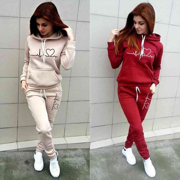 

two piece set women tracksuit autumn spring hoodies and pants jogging ropa mujer hooded sweatshirts casual outfits female suits, White