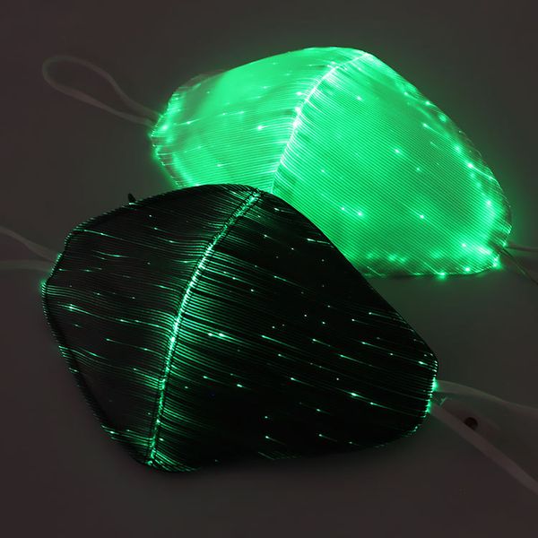 

mask with usb charge fiber optic cloth+led anti dust mask 7 color changeable luminous masks for dj music party black white diamond square