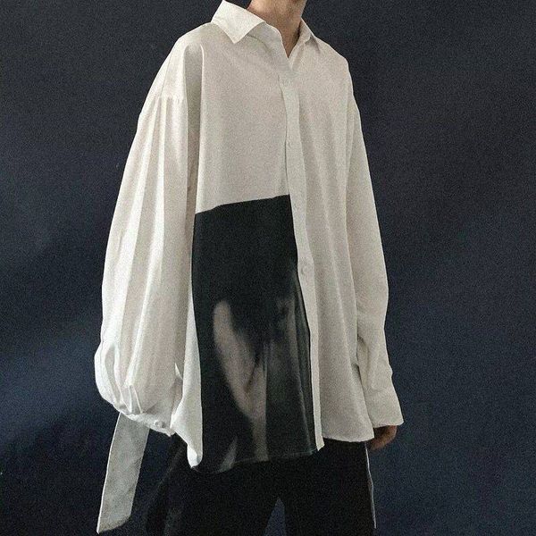 

2021 new masculinas oversized dos homens de manga longa retro camisas brancas masculino coreano qualidade jaquetas casuais 9ln8, White