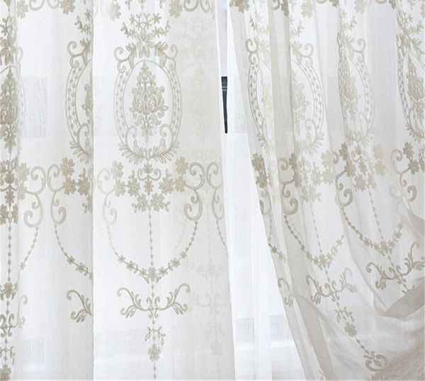 

curtain & drapes european voile sheer curtains for window bedroom lace fabrics embroidered white tulle living room