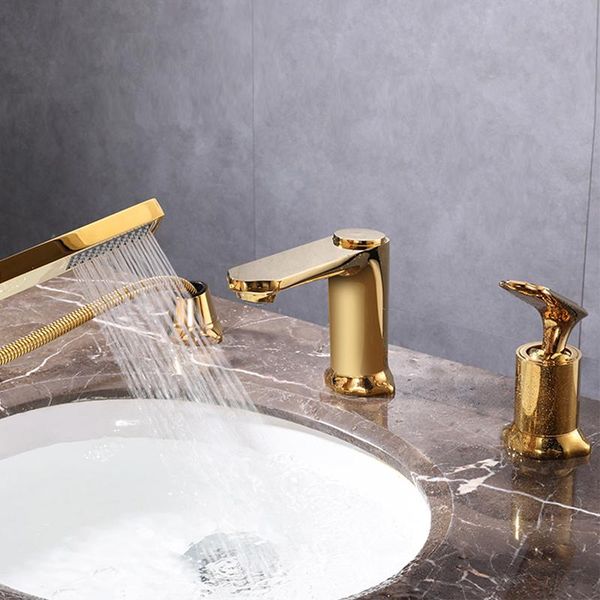 

hooks & rails bathroom bathtub faucet widespread basin faucets 3 hole deck mounted handheld tub cold water mixer tap with hand shower gold
