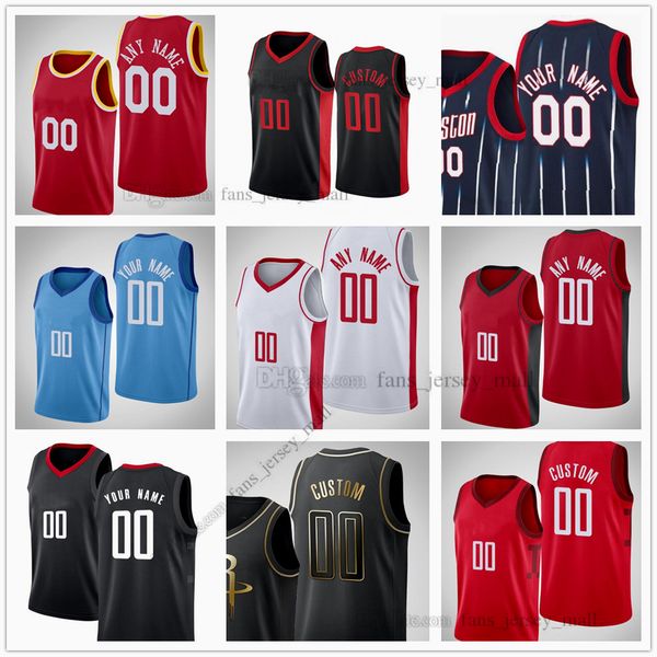 

custom printed 75th city basketball jerseys wall 1 john 10 eric gordon 35 christian wood 0 jalen green 27 daniel theis 14 d.j. augustin 2 da, Black;red