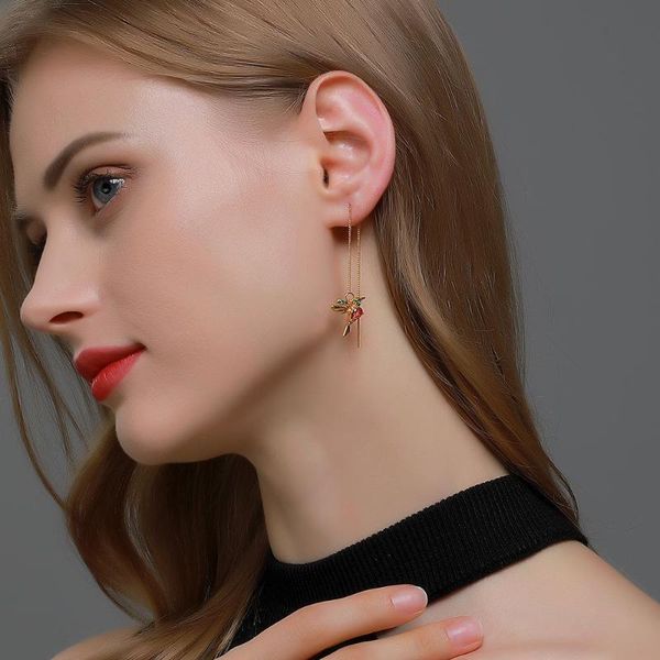 

dangle & chandelier fashion simple all-match colorful crystal gold bird pendant chain earrings for women vintage cute jewelry girl party gif, Silver