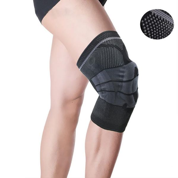 

elbow & knee pads 1 piece/1 pair silicone spring to protect joint pain basketball football exercise protector, Black;gray