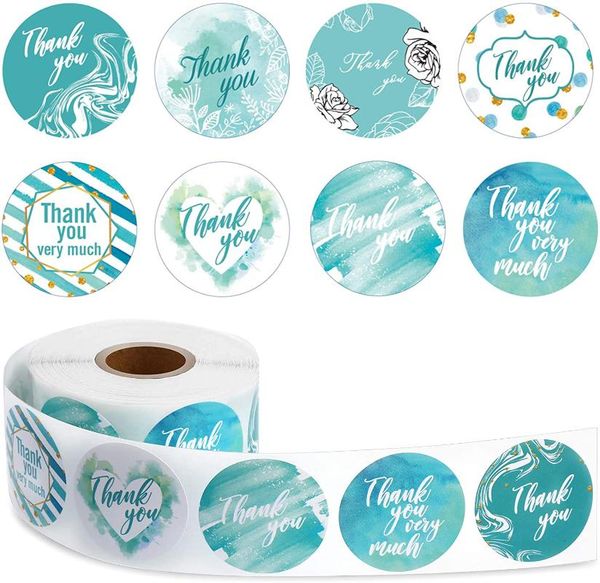 

gift wrap thank you stickers blue watercolor adhesive for envelope seals scrapbooking sealing labels wedding packaging decor