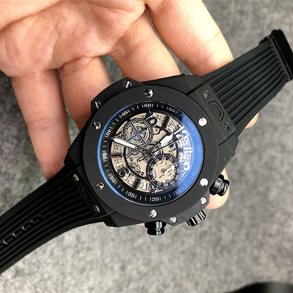 

4-6mens watches quartz movement automatic date calendar all dial work leather rubber strap outdoor sports business montre de luxe designer, Slivery;brown