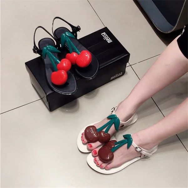 

sandals melissa women's shoes cherry jelly sandals thong open foot for women and t3ca, Black