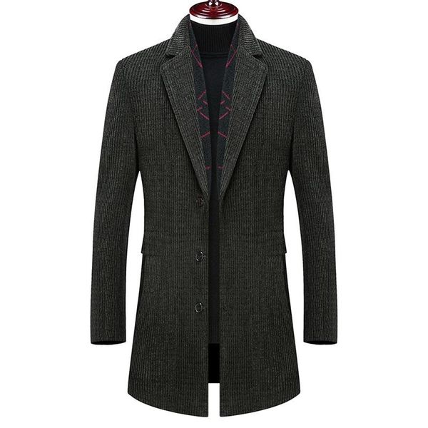 

men's wool & blends 2021 business suit coat men plaid winter woolen cloth black