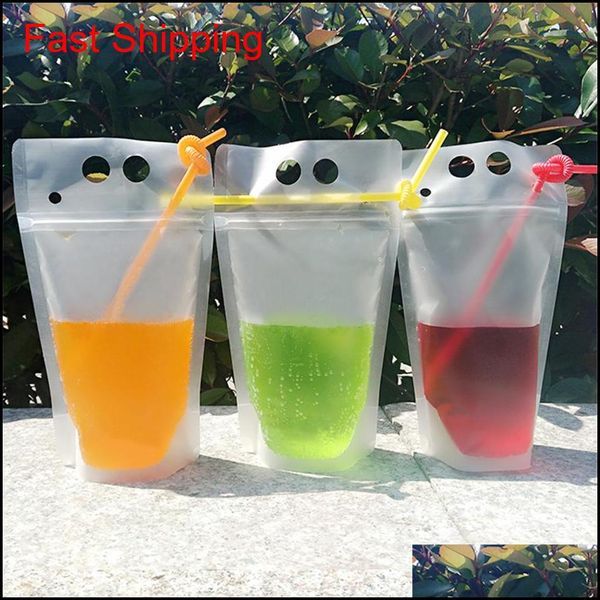 

plastic drink pouches bags with drink straws reclosable zipper non-toxic disposable drinking container party tableware jk2006 ta0pr djxhj
