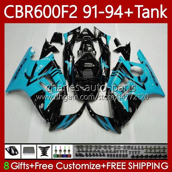 Fairings de OEM para Honda CBR 600 CBR600 F2 FS CC 600FS 600F2 Ciano Preto 1991-1994 63No.294 Bodys CBR600FS 600-F2 1991 1992 1993 1994 CBR600F2 600cc 91 92 94