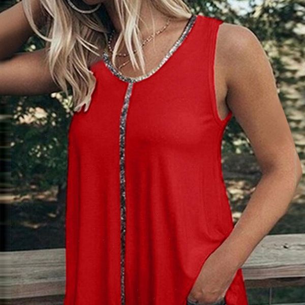 

plus size fashion sequined t shirt vest tshirt casual summer ladies v neck tank female women sleeveless shirt blusas, White
