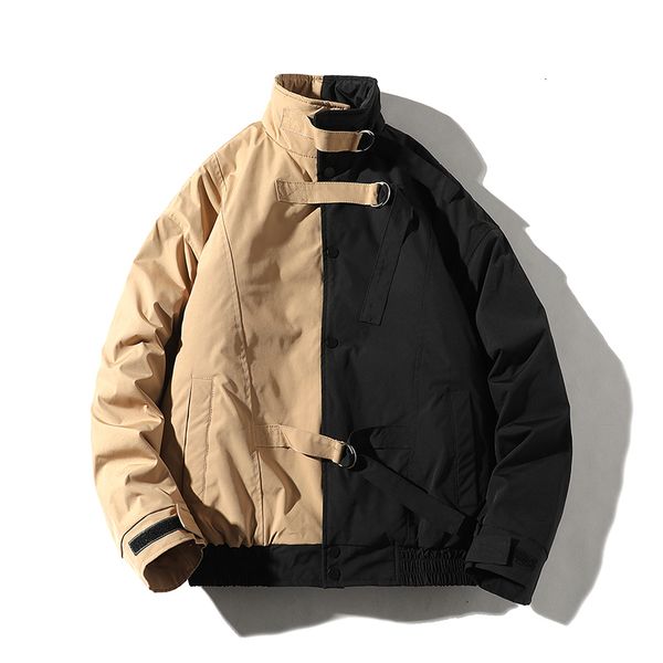 

2021 New Men Winter Jacket Casual Windbreaker Mens Parka Hip Hop Patchwork Design Coats Man Streetwear Outwear Clothing W79m, Black