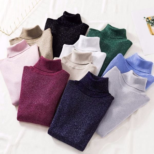 

2021 women new spring autumn knitted turtleneck sweater female casual solid jumpers fashion slim femme elasticity pullovers l498q325, White;black