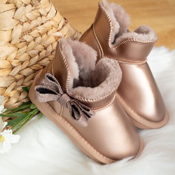 

boots korean style kawaii children' snow 2021 winter boys and girls cute fashion solid warm shoes kids with bow 9153, Black;grey