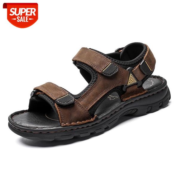 

jumpmore suede leather beach shoes outdoor sandals men casual comfortable soft flat shoes size 38-48 #fl9p, Black